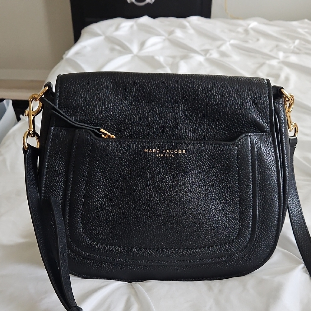 Marc Jacobs Black Crossbody Bag with Gold Accents